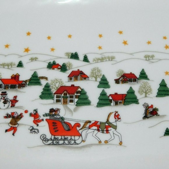 Vintage 80s Kopin Christmas Pleasure Village Large Rectangular Serving Tray - Picture 4 of 9